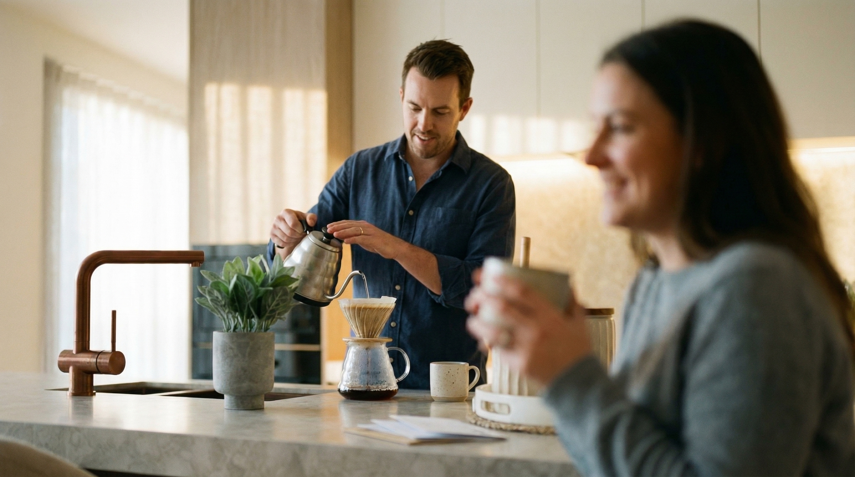 AI generated — couple making coffee