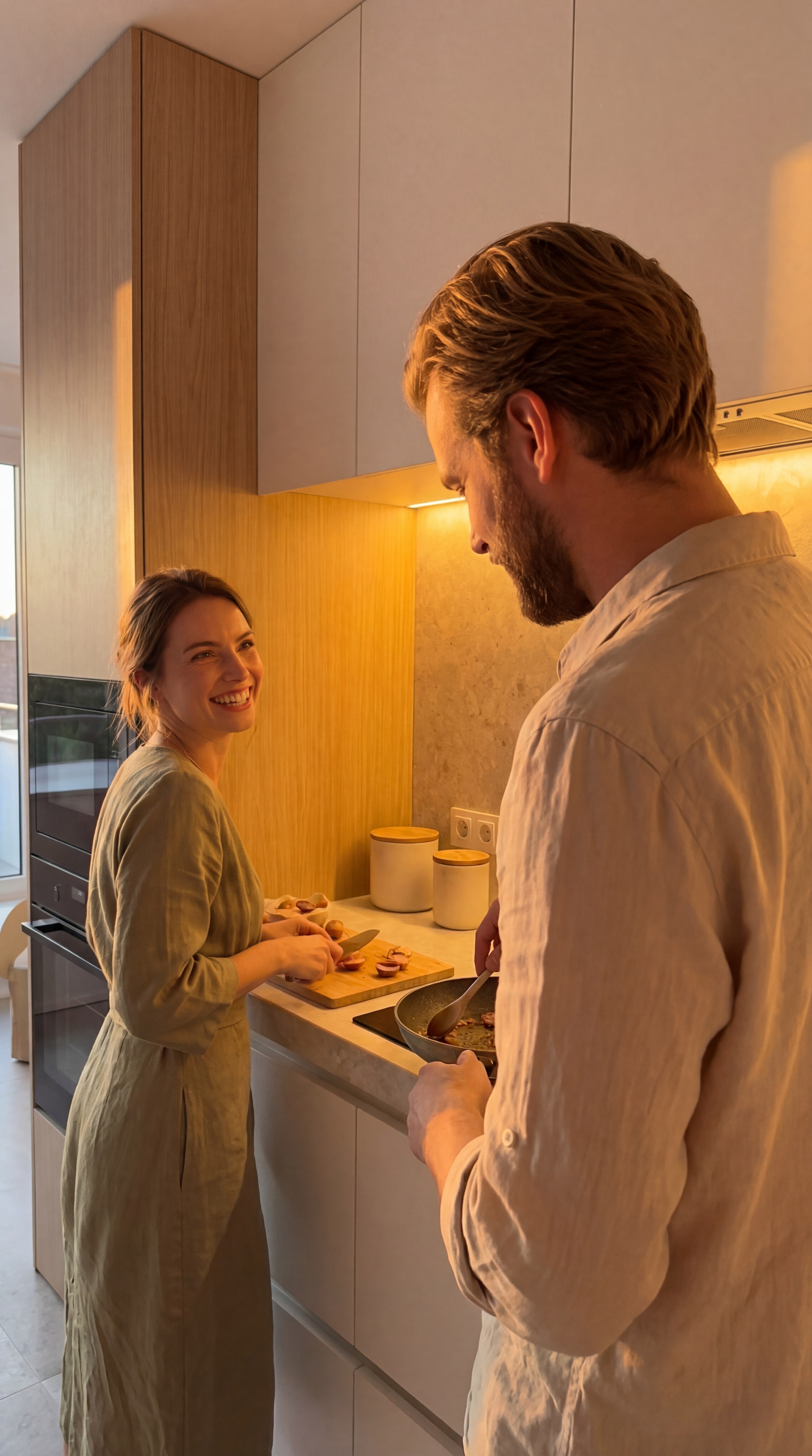 AI generated — couple cooking in kitchen