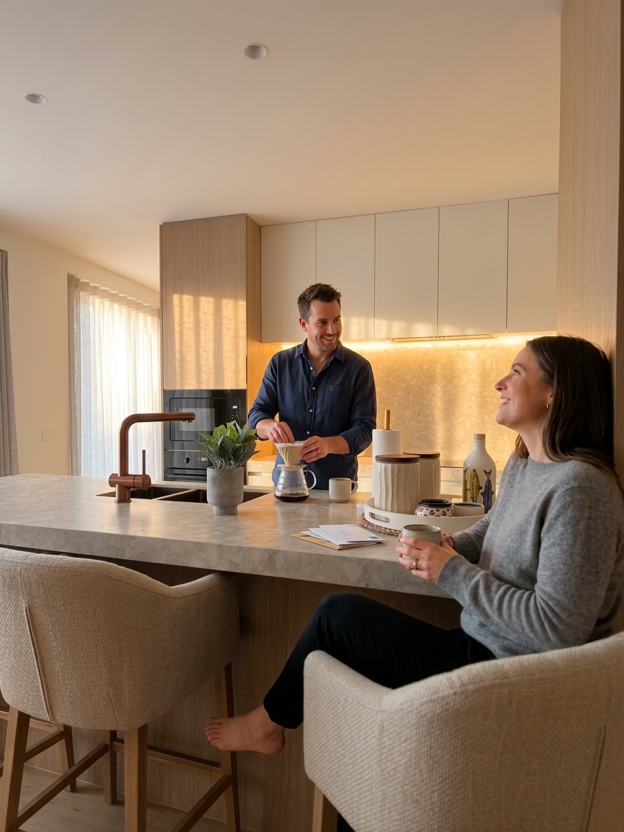 AI generated — couple at kitchen island