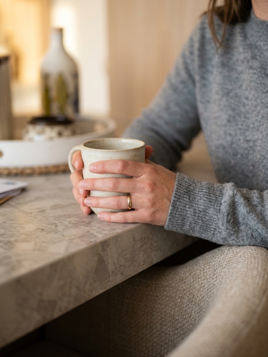 AI generated — hands holding coffee mug